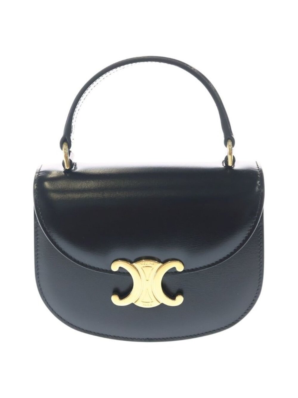 Celine Mini Besace Clair 2-Way Shoulder Bag Black Leather Gold